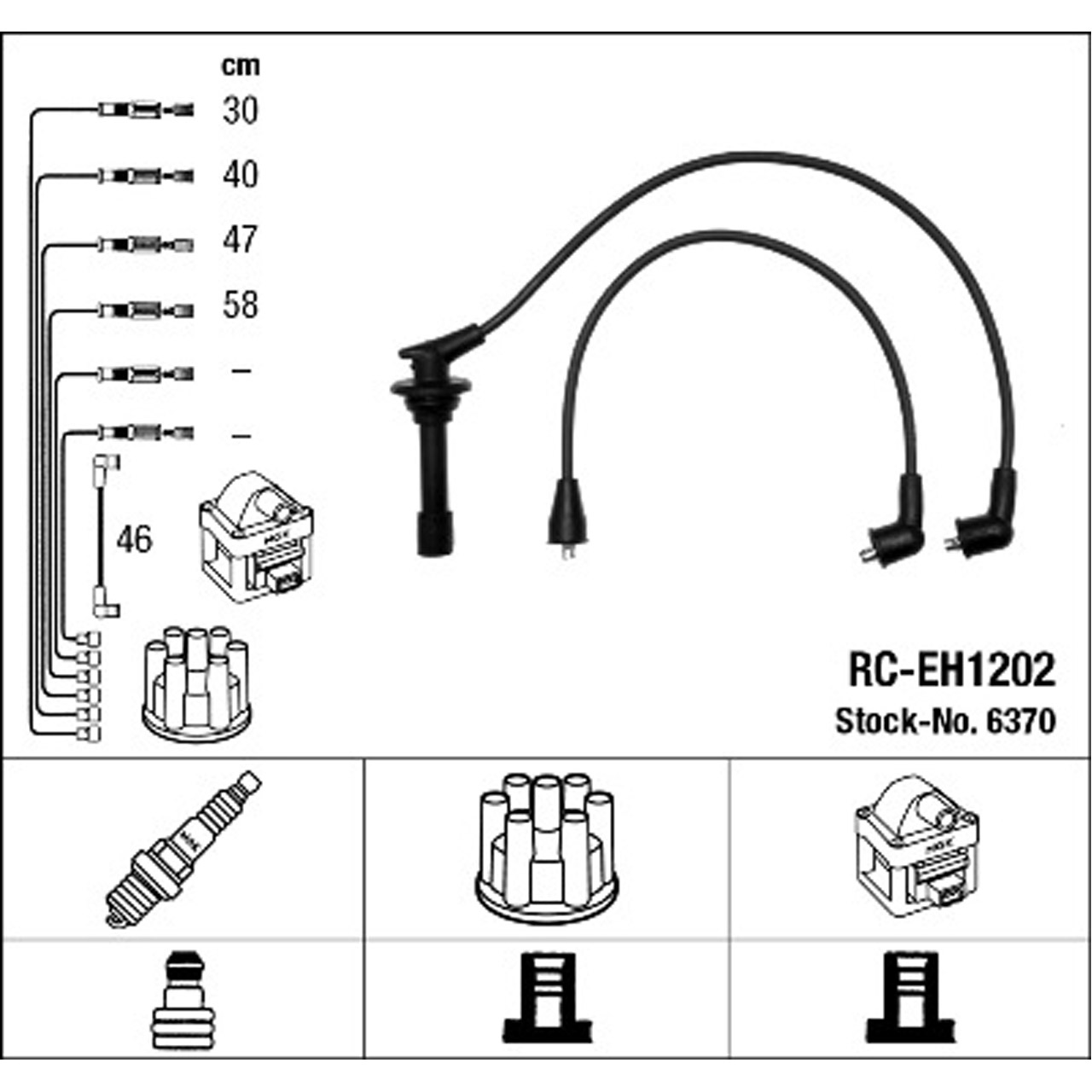 NGK 6370 RC-EH1202 Zündkabelsatz HONDA Prelude 3 (BA) 2.0i EX 16V 32722-PK2-620