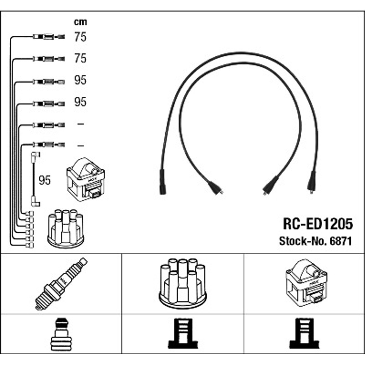 NGK 6871 RC-ED1205 Zündkabelsatz MITSUBISHI Colt 1 Galant 3 4 Lancer F 2 Sapporo 2