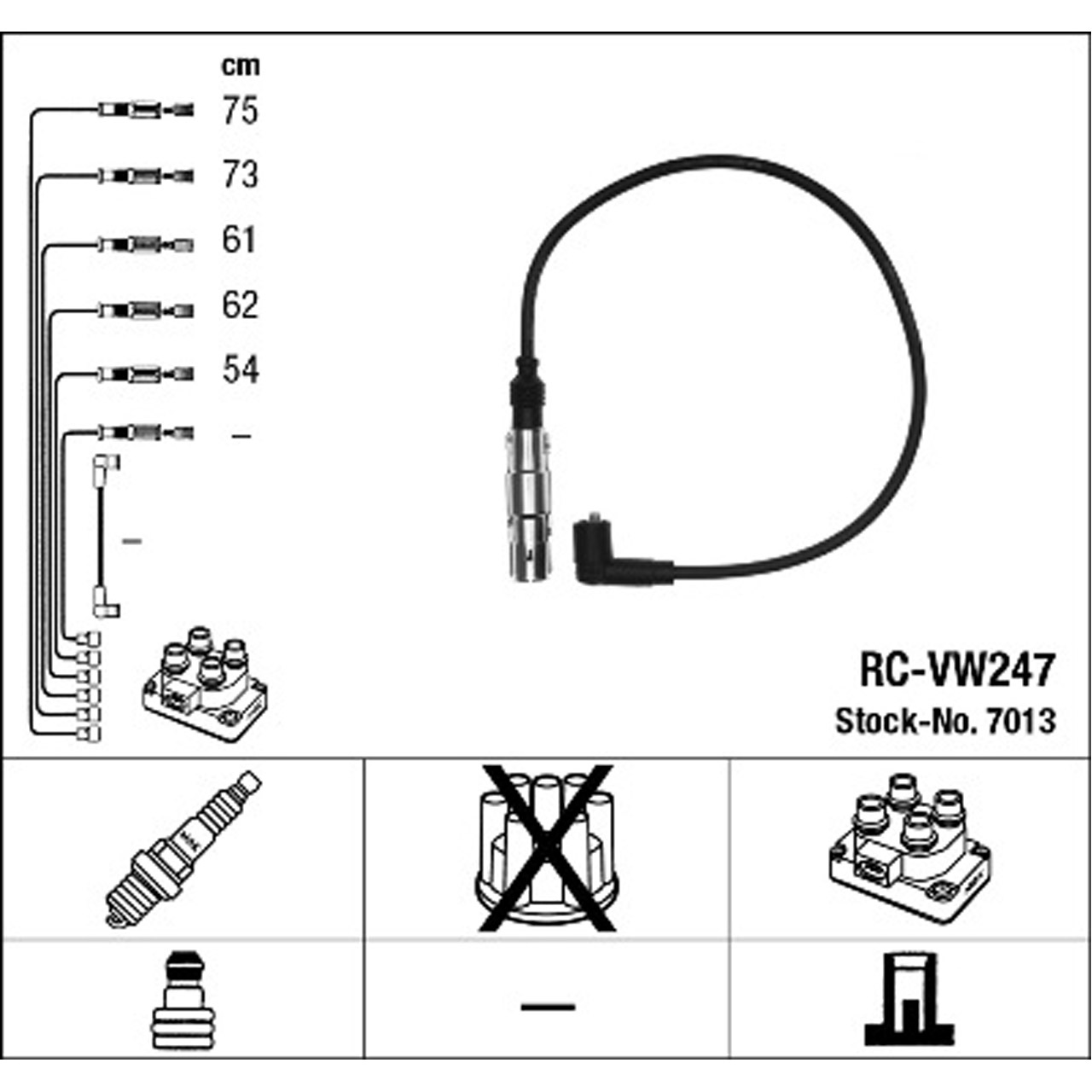 NGK 7013 RC-VW247 Zündkabelsatz VW Golf 4 Bora 2.3 V5 Passat B5 2.3 VR5 150 PS