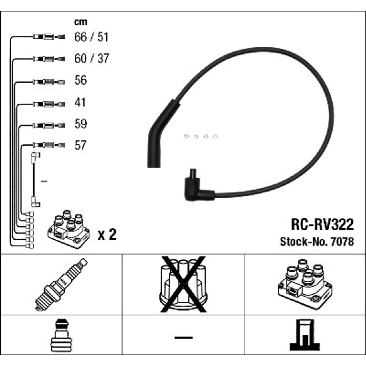 NGK 7078 RC-RV322 Zündkabelsatz Zündleitungssatz