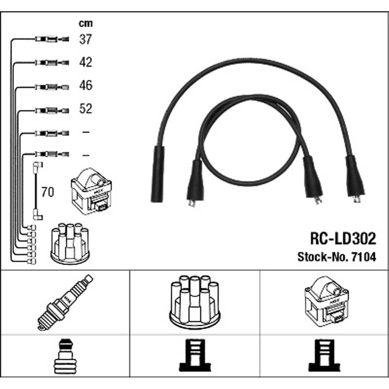 NGK 7104 RC-LD302 Zündkabelsatz Zündleitungssatz