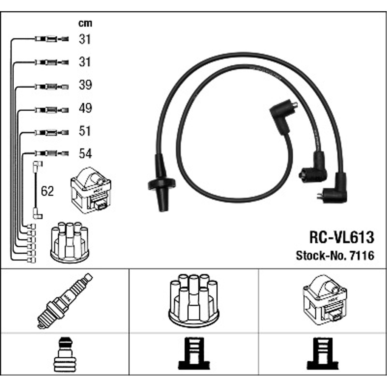 NGK 7116 RC-VL613 Zündkabelsatz Zündleitungssatz