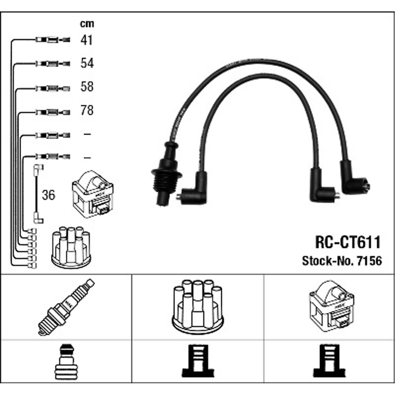 NGK 7156 RC-CT611 Zündkabelsatz Zündleitungssatz