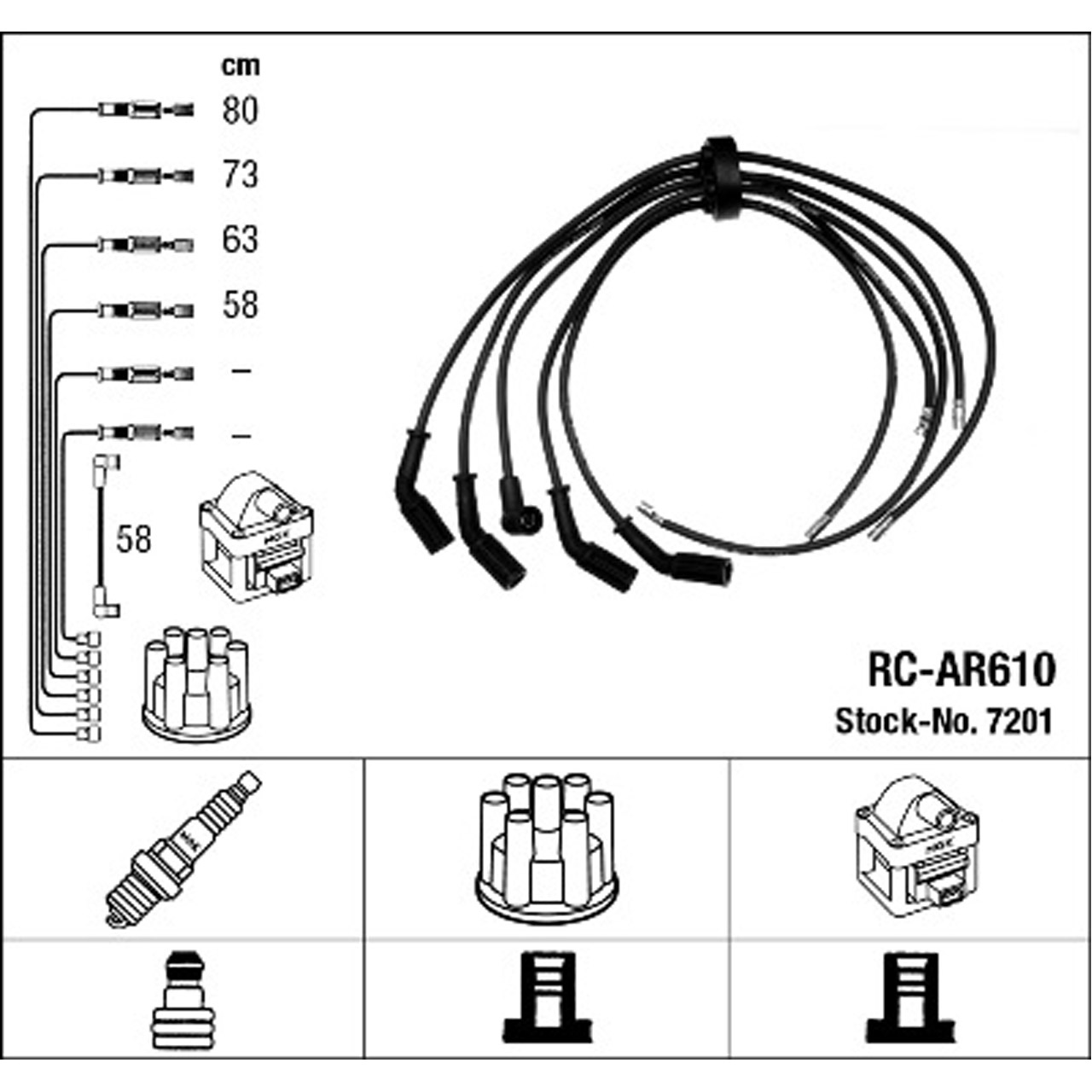 NGK 7201 RC-AR610 Zündkabelsatz Zündleitungssatz