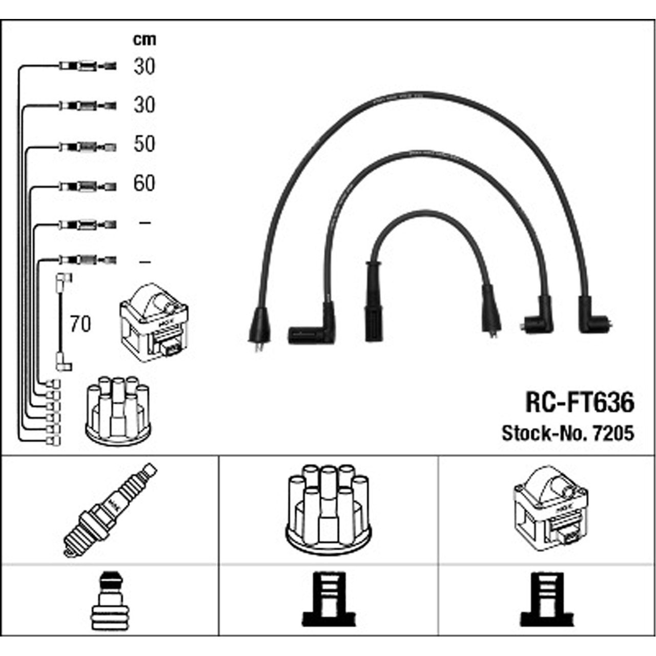NGK 7205 RC-FT636 Zündkabelsatz Zündleitungssatz