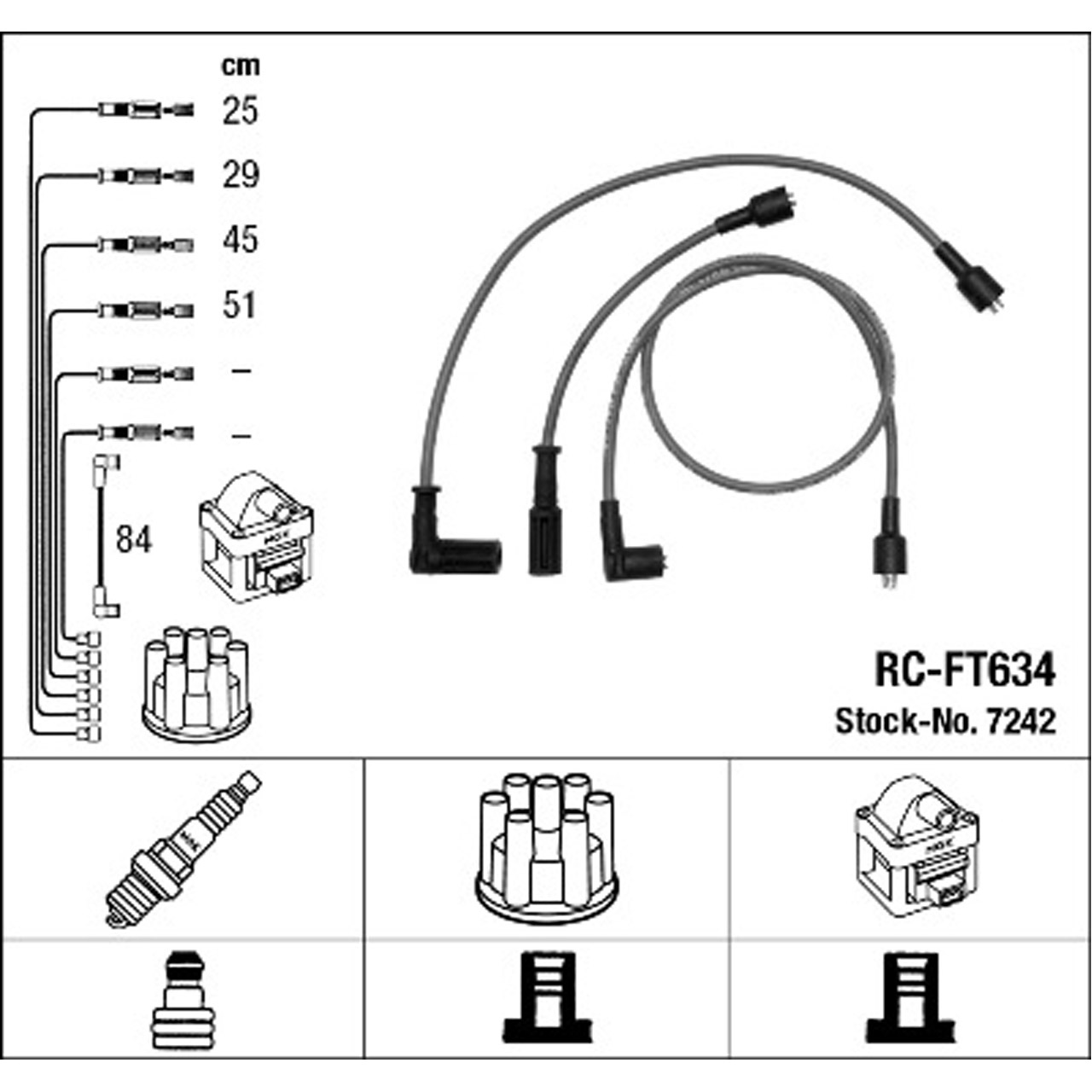 NGK 7242 RC-FT634 Zündkabelsatz Zündleitungssatz