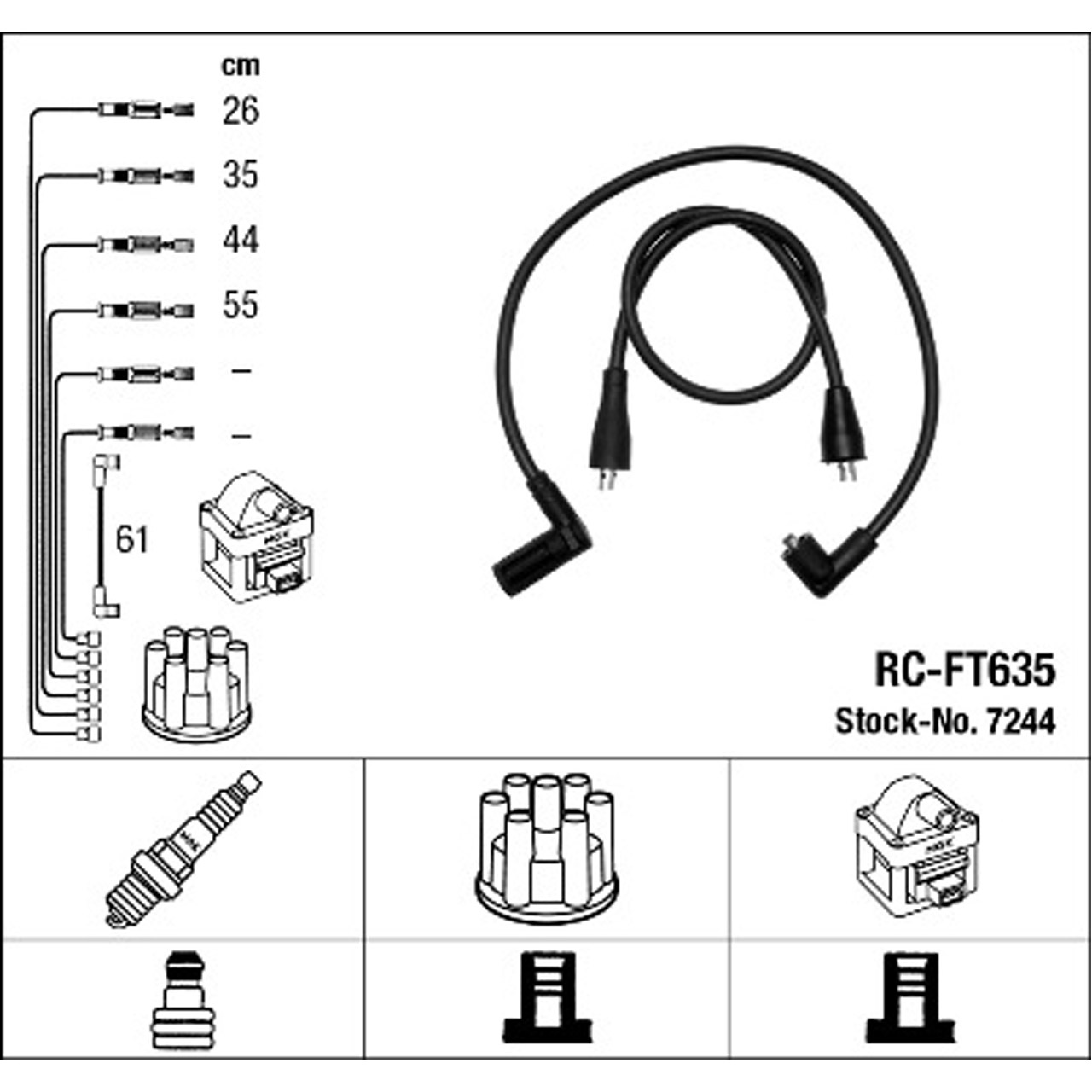 NGK 7244 RC-FT635 Zündkabelsatz Zündleitungssatz