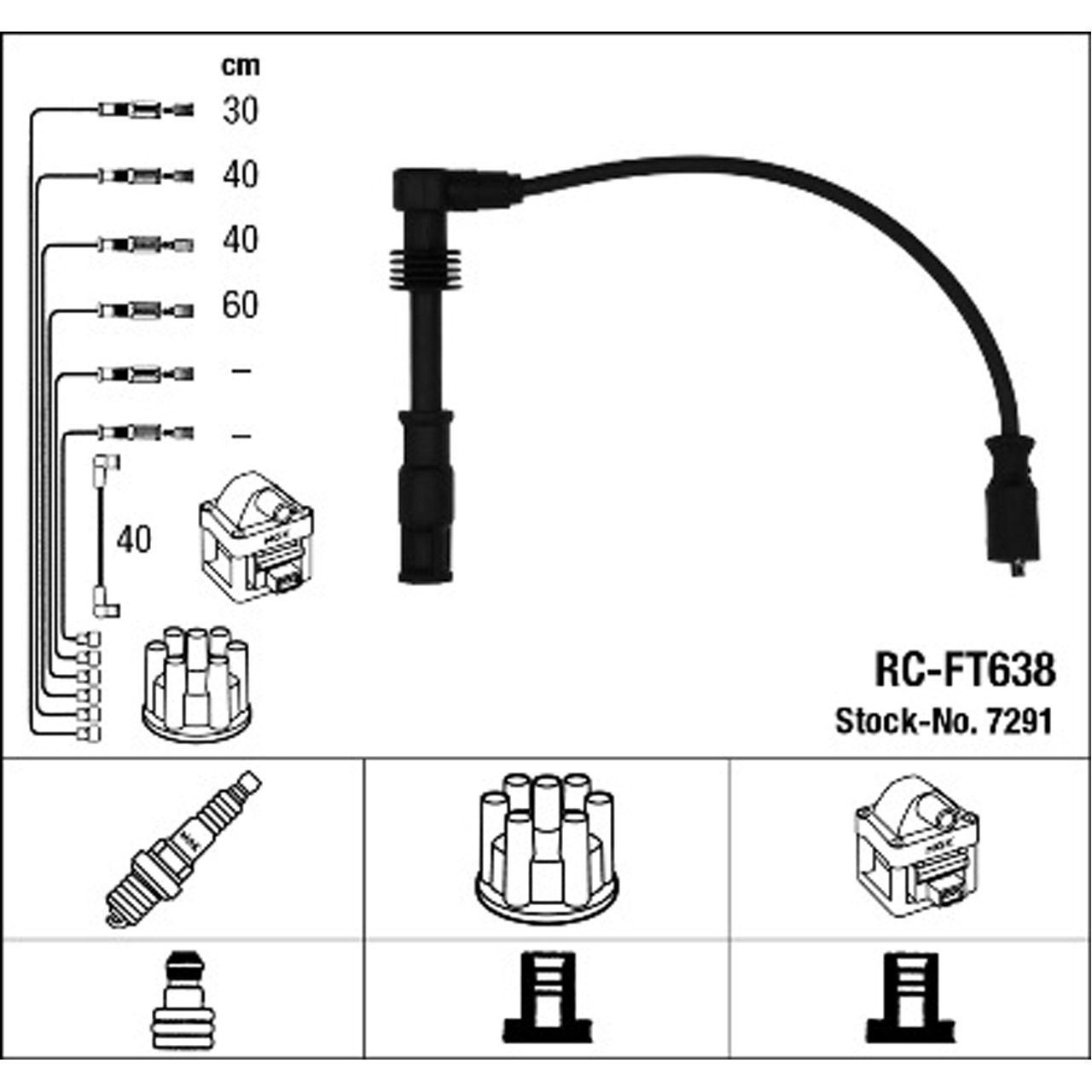 NGK 7291 RC-FT638 Zündkabelsatz Zündleitungssatz