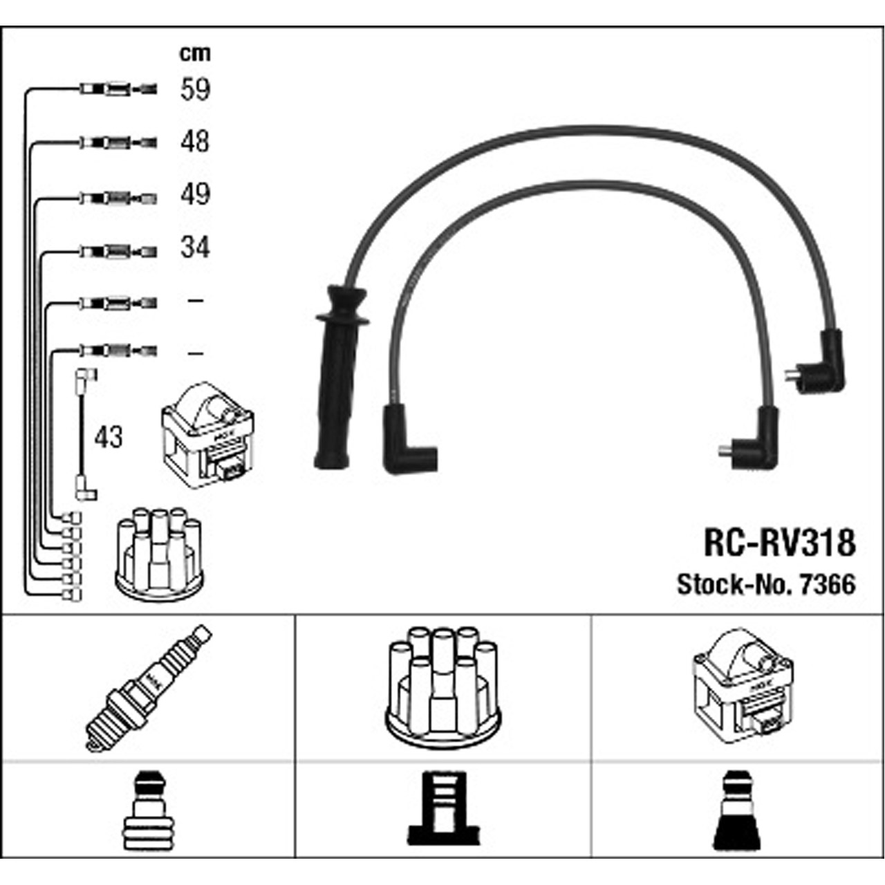 NGK 7366 RC-RV318 Zündkabelsatz Zündleitungssatz