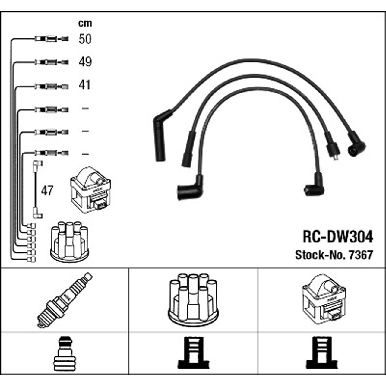 NGK 7367 RC-DW304 Zündkabelsatz Zündleitungssatz