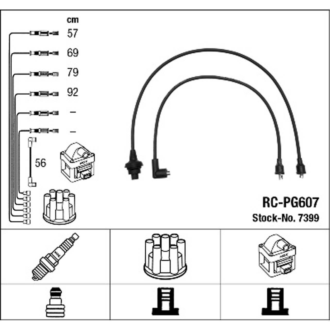 NGK 7399 RC-PG607 Zündkabelsatz Zündleitungssatz