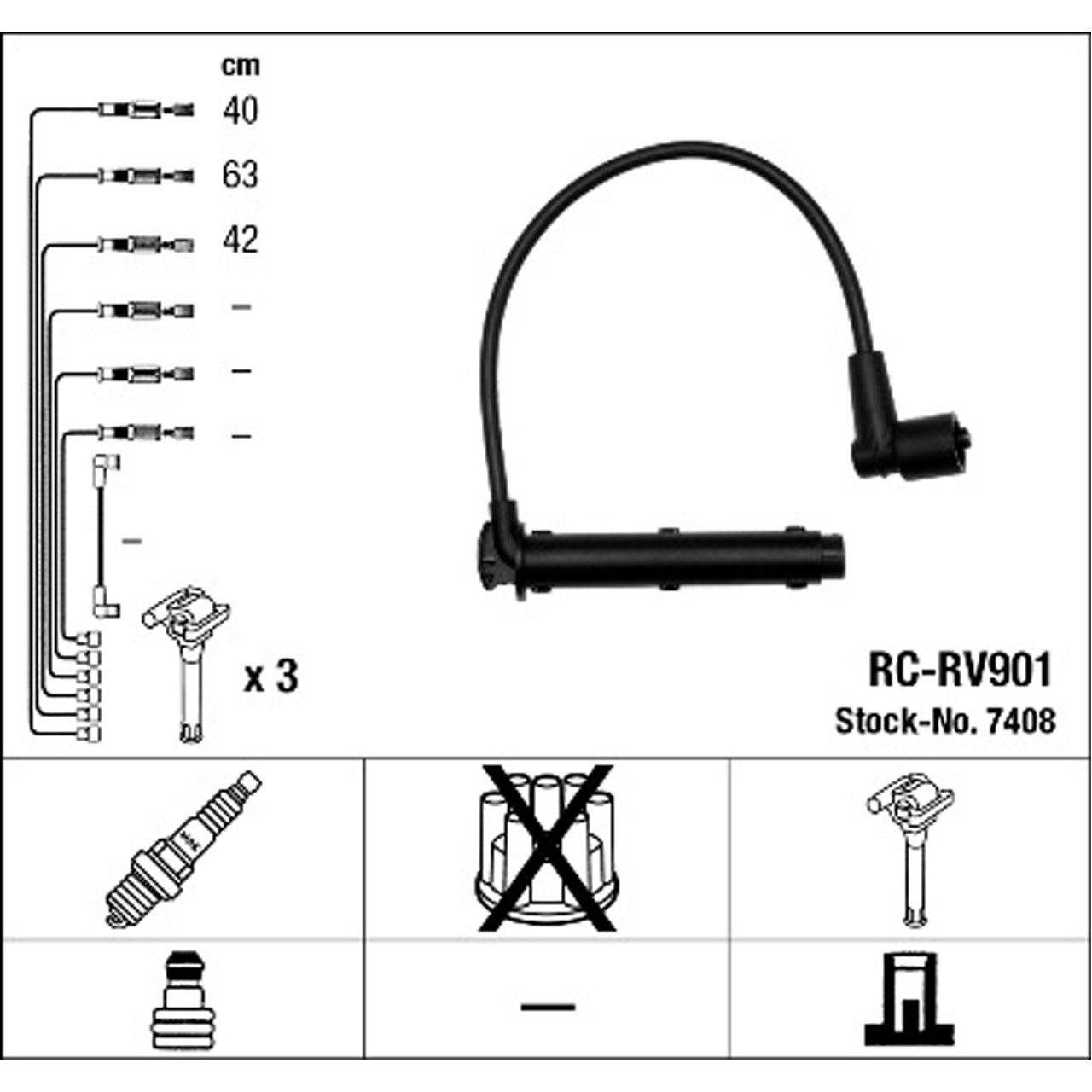 NGK 7408 RC-RV901 Zündkabelsatz Zündleitungssatz