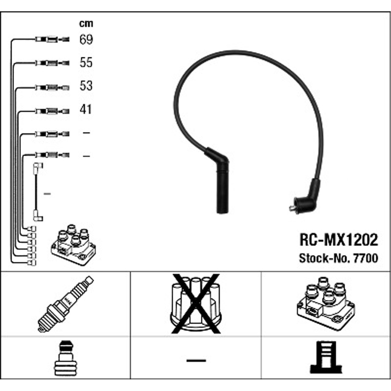 NGK 7700 RC-MX1202 Zündkabelsatz Zündleitungssatz