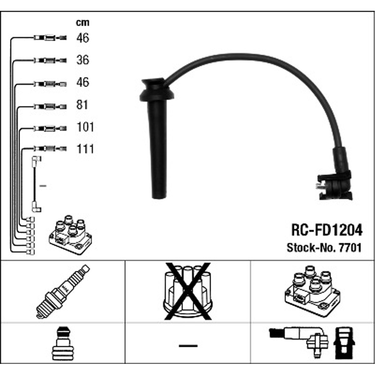 NGK 7701 RC-FD1204 Zündkabelsatz Zündleitungssatz