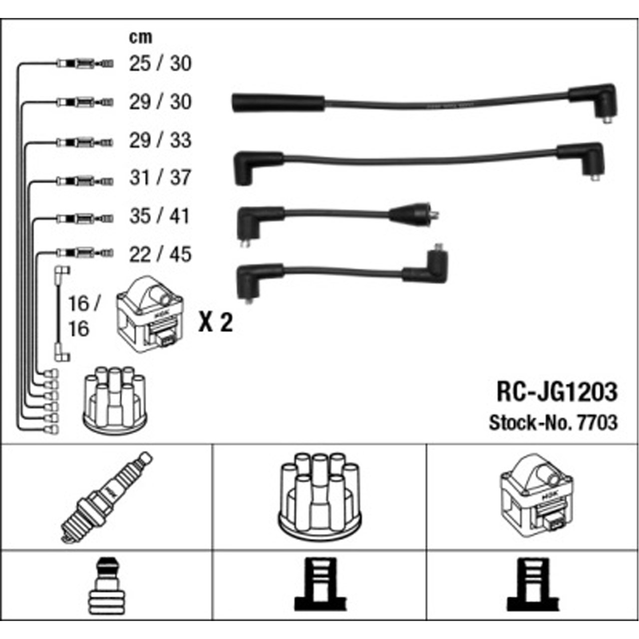 NGK 7703 RC-JG1203 Zündkabelsatz Zündleitungssatz