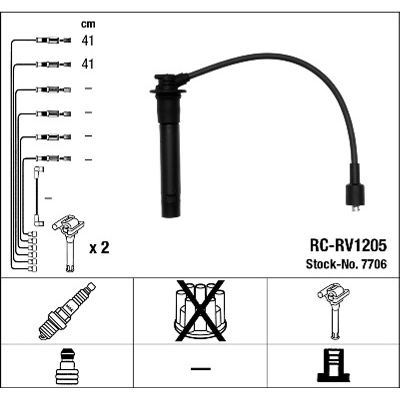 NGK 7706 RC-RV1205 Zündkabelsatz Zündleitungssatz