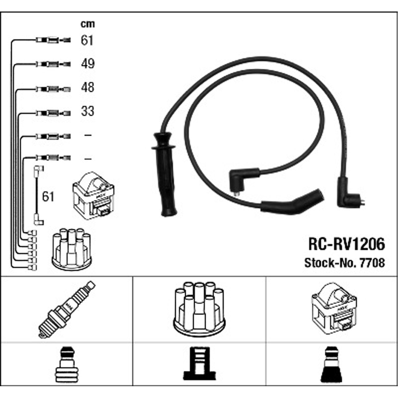 NGK 7708 RC-RV1206 Zündkabelsatz Zündleitungssatz