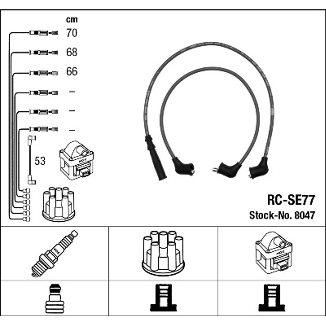 NGK 8047 RC-SE77 Zündkabelsatz Zündleitungssatz