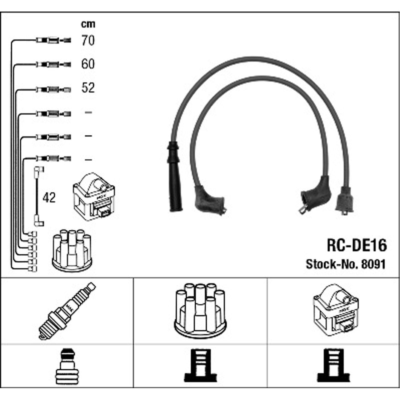 NGK 8091 RC-DE16 Zündkabelsatz Zündleitungssatz