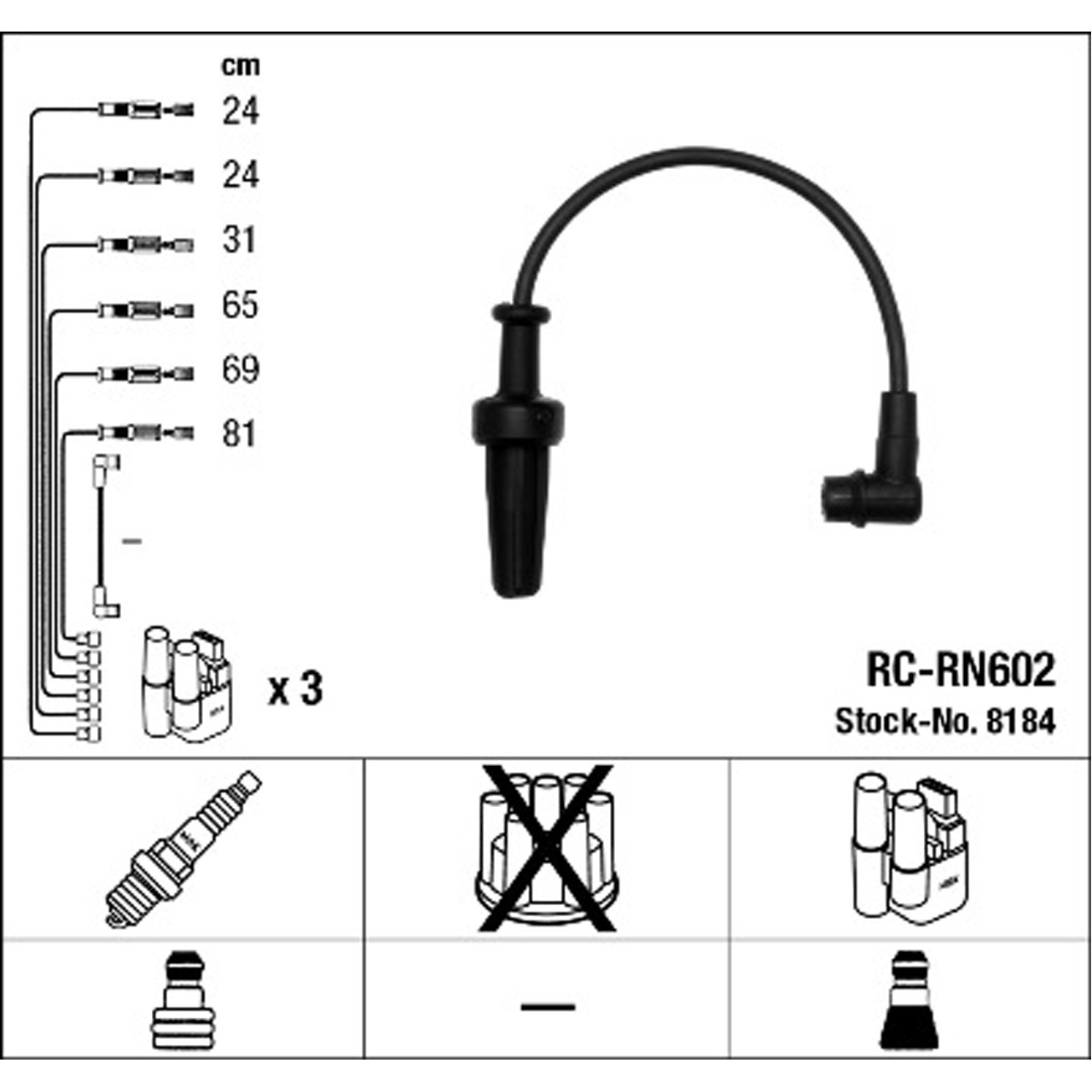 NGK 8184 RC-RN602 Zündkabelsatz Zündleitungssatz