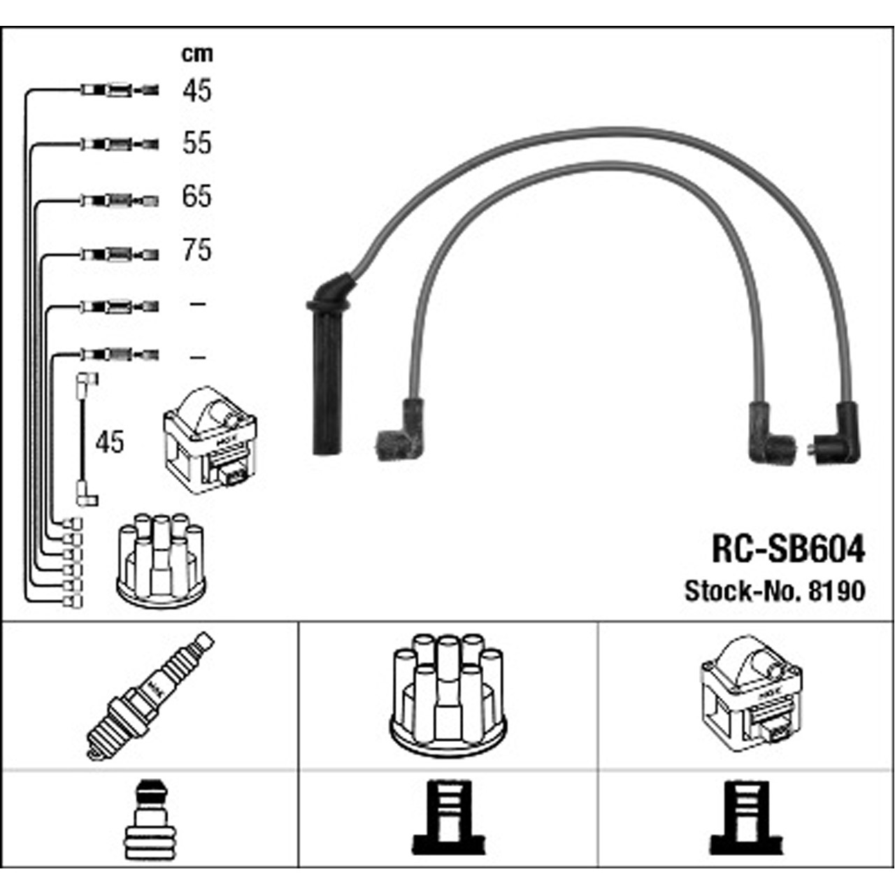 NGK 8190 RC-SB604 Zündkabelsatz Zündleitungssatz