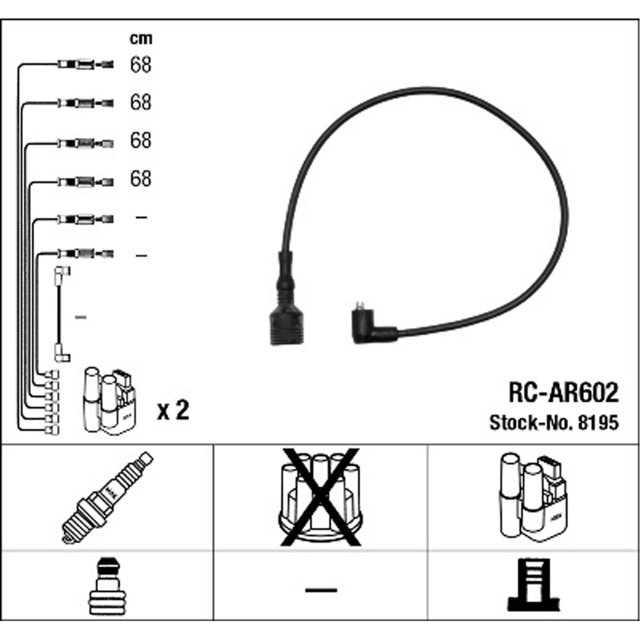 NGK 8195 RC-AR602 Zündkabelsatz Zündleitungssatz