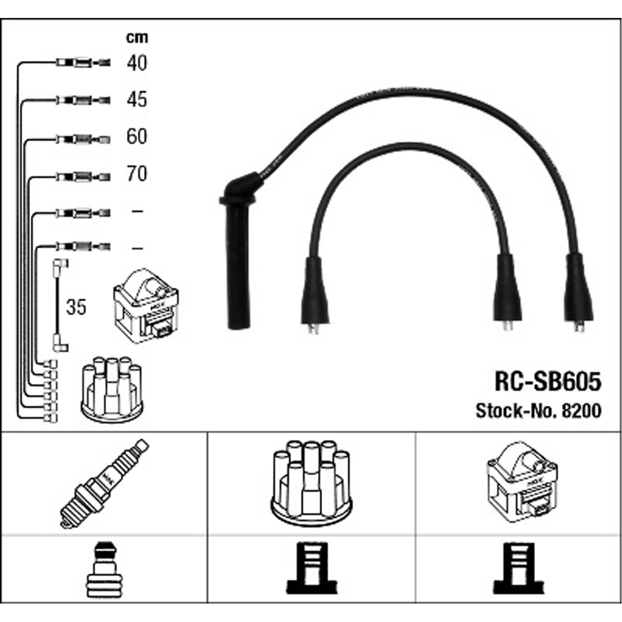 NGK 8200 RC-SB605 Zündkabelsatz Zündleitungssatz