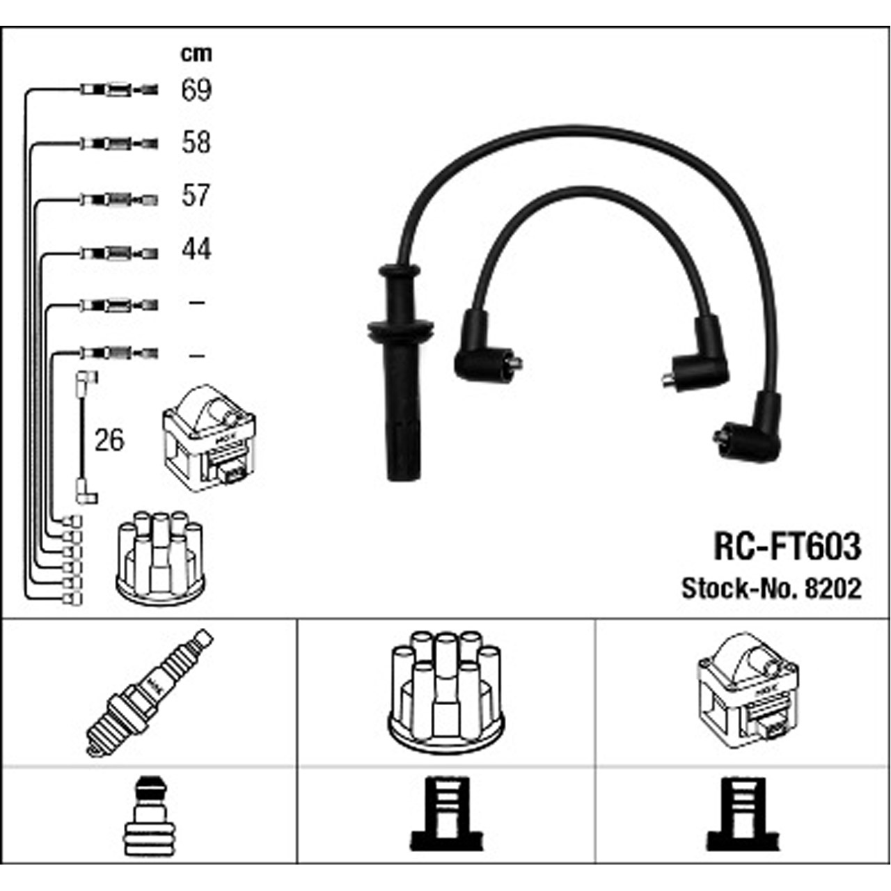 NGK 8202 RC-FT603 Zündkabelsatz Zündleitungssatz