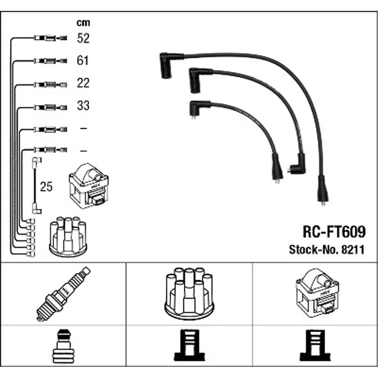 NGK 8211 RC-FT609 Zündkabelsatz Zündleitungssatz