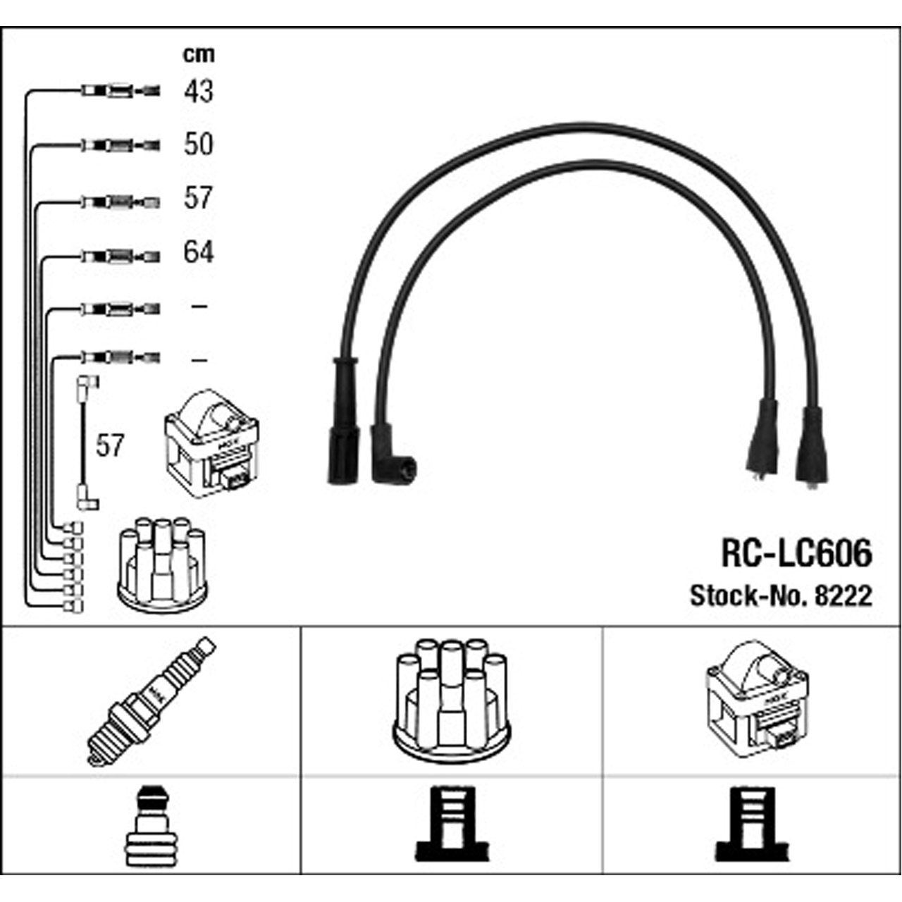 NGK 8222 RC-LC606 Zündkabelsatz Zündleitungssatz