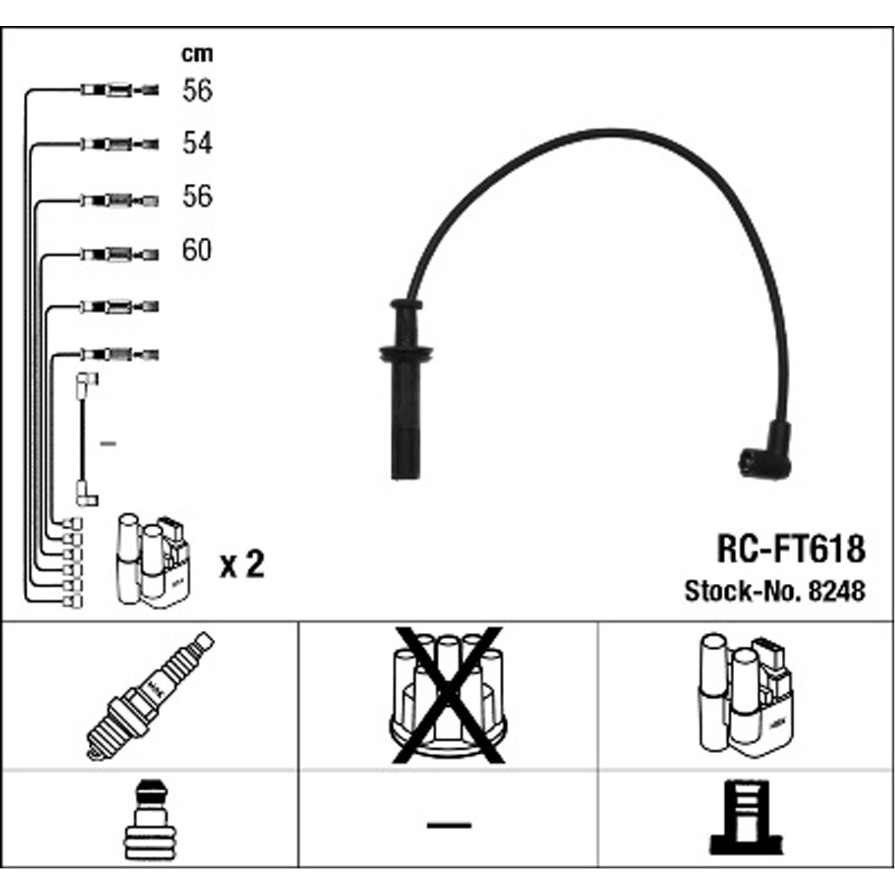 NGK 8248 RC-FT618 Zündkabelsatz Zündleitungssatz