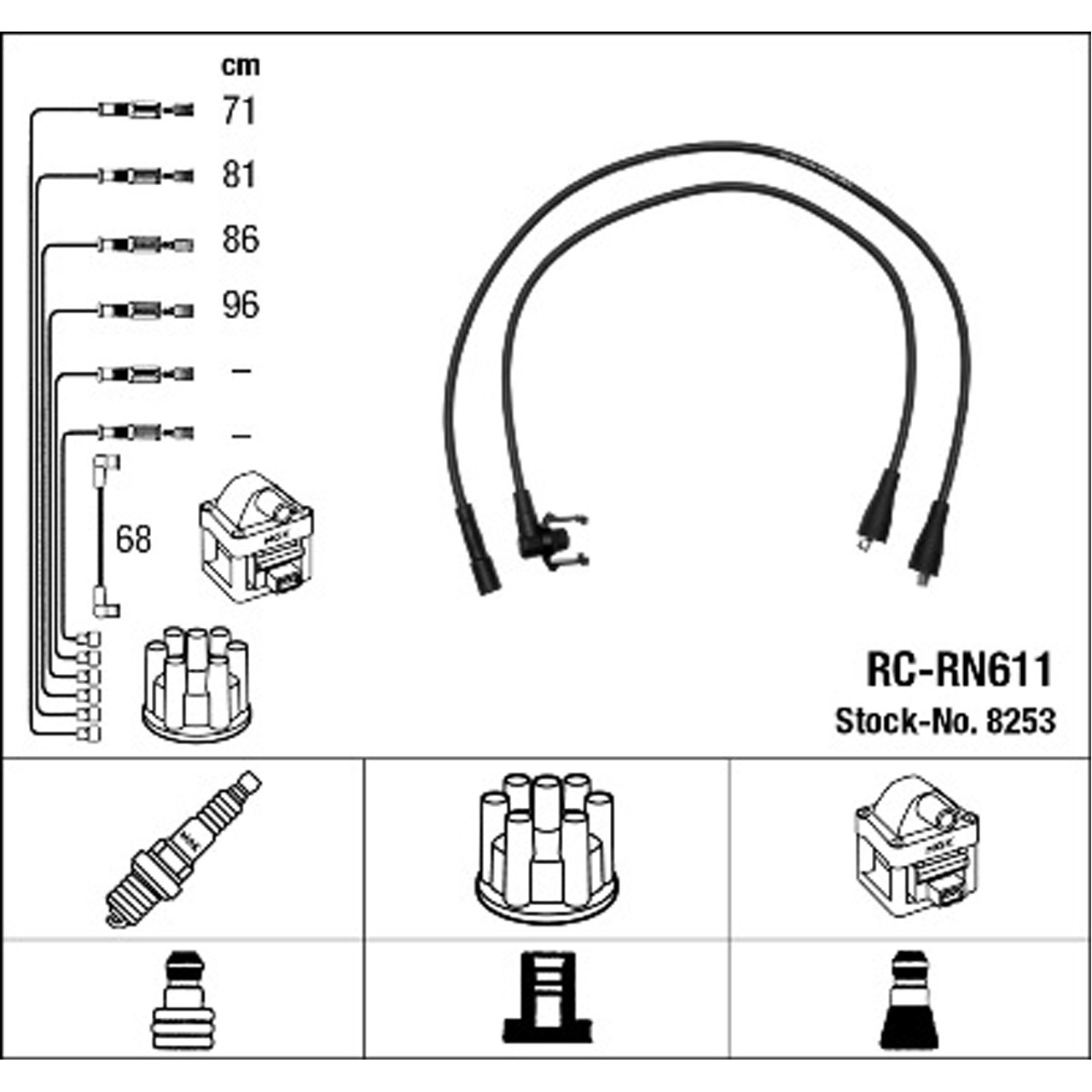 NGK 8253 RC-RN611 Zündkabelsatz Zündleitungssatz