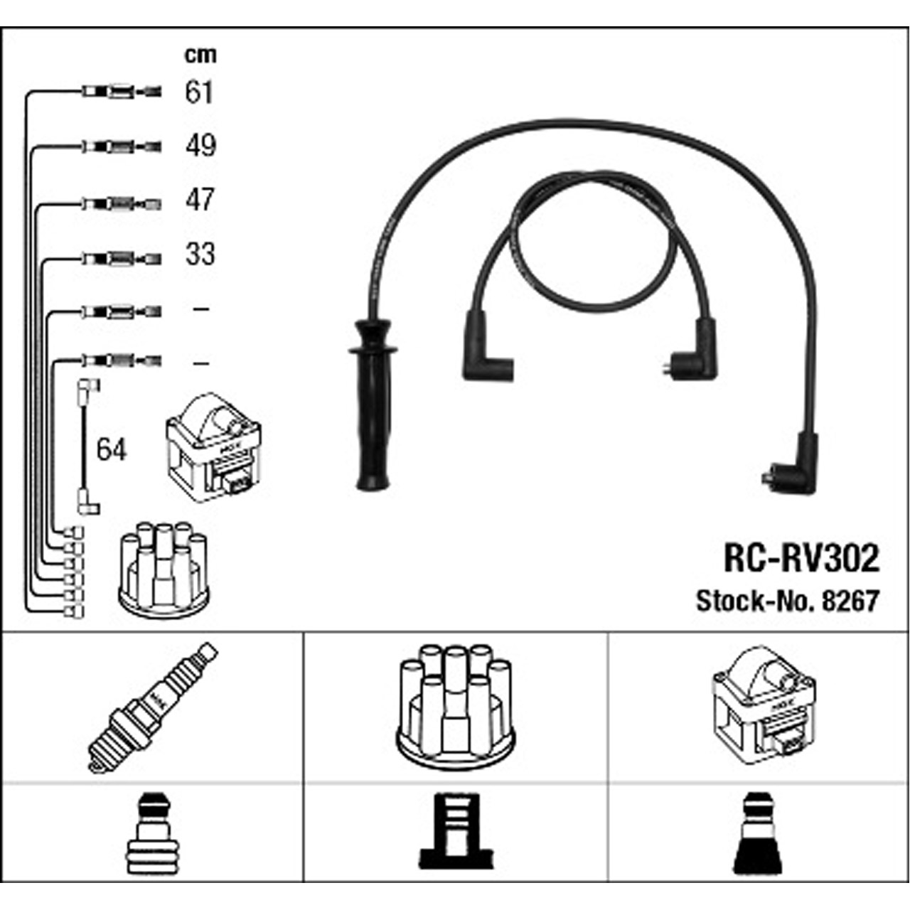 NGK 8267 RC-RV302 Zündkabelsatz Zündleitungssatz