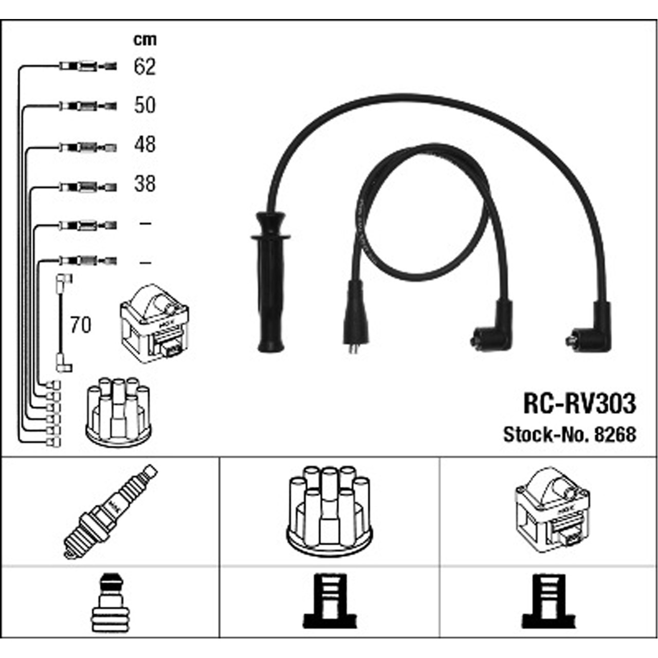 NGK 8268 RC-RV303 Zündkabelsatz Zündleitungssatz