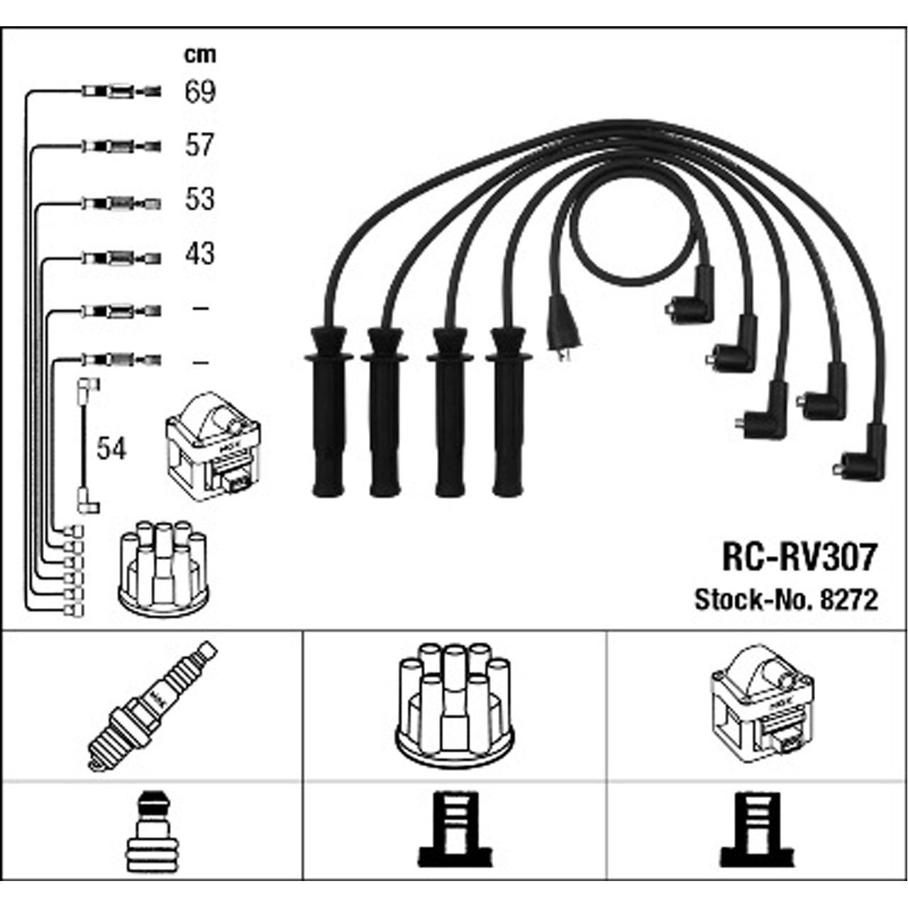 NGK 8272 RC-RV307 Zündkabelsatz Zündleitungssatz