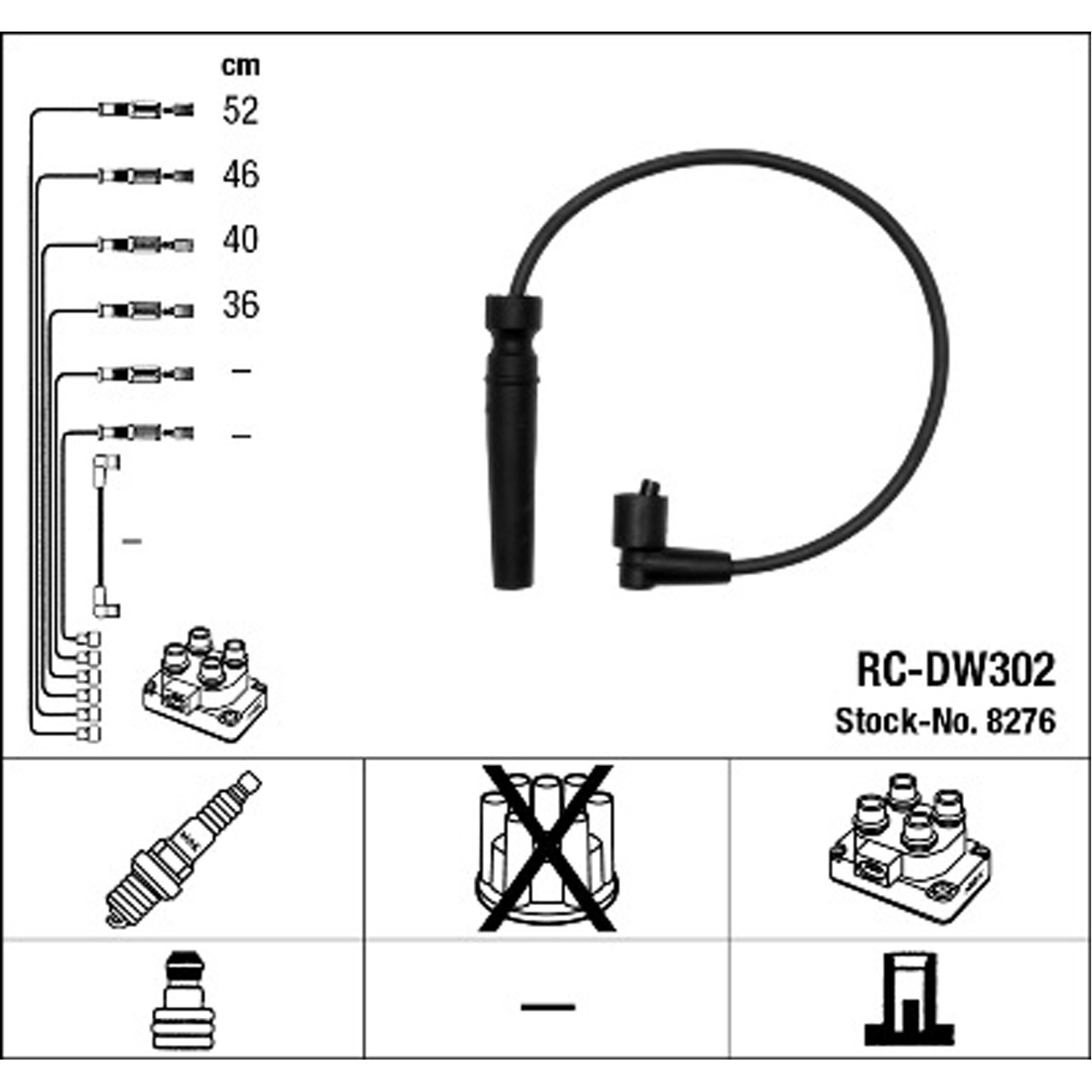 NGK 8276 RC-DW302 Zündkabelsatz Zündleitungssatz