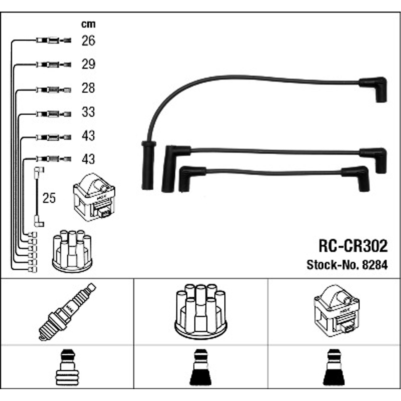 NGK 8284 RC-CR302 Zündkabelsatz Zündleitungssatz