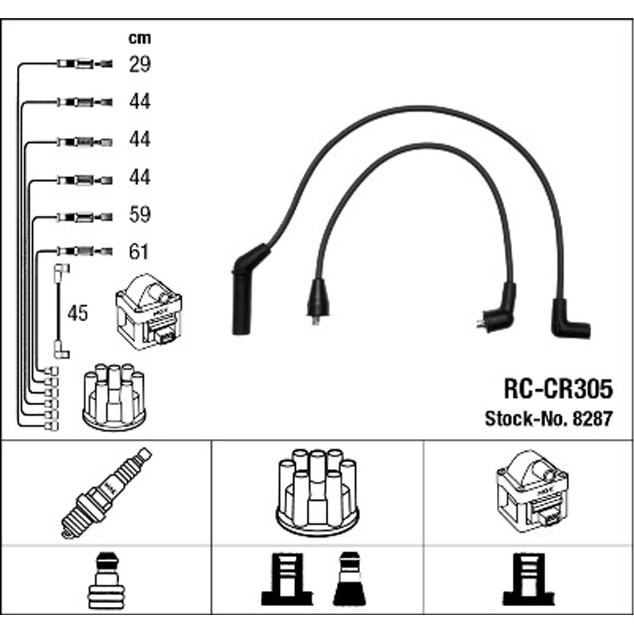 NGK 8287 RC-CR305 Zündkabelsatz Zündleitungssatz