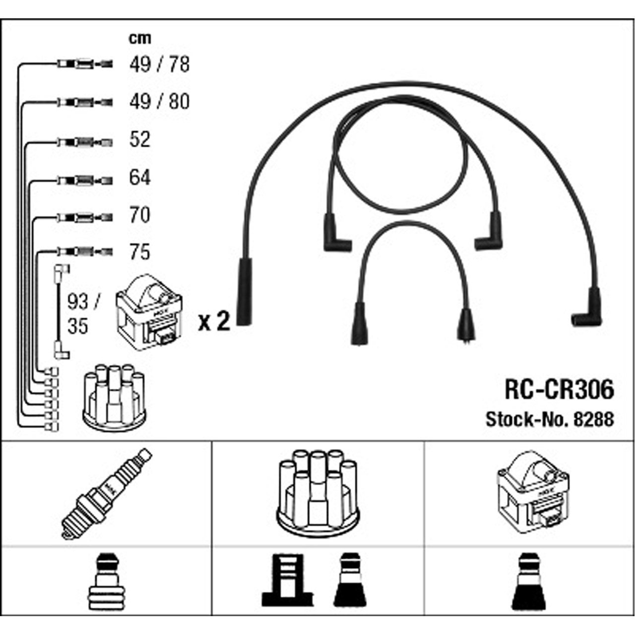 NGK 8288 RC-CR306 Zündkabelsatz Zündleitungssatz