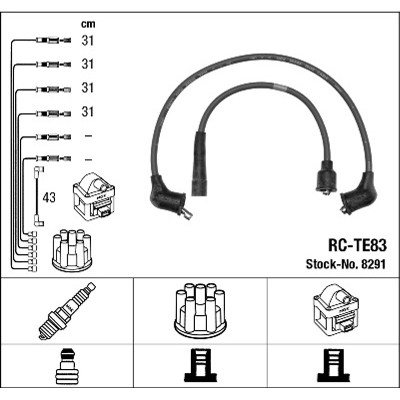 NGK 8291 RC-TE83 Zündkabelsatz Zündleitungssatz