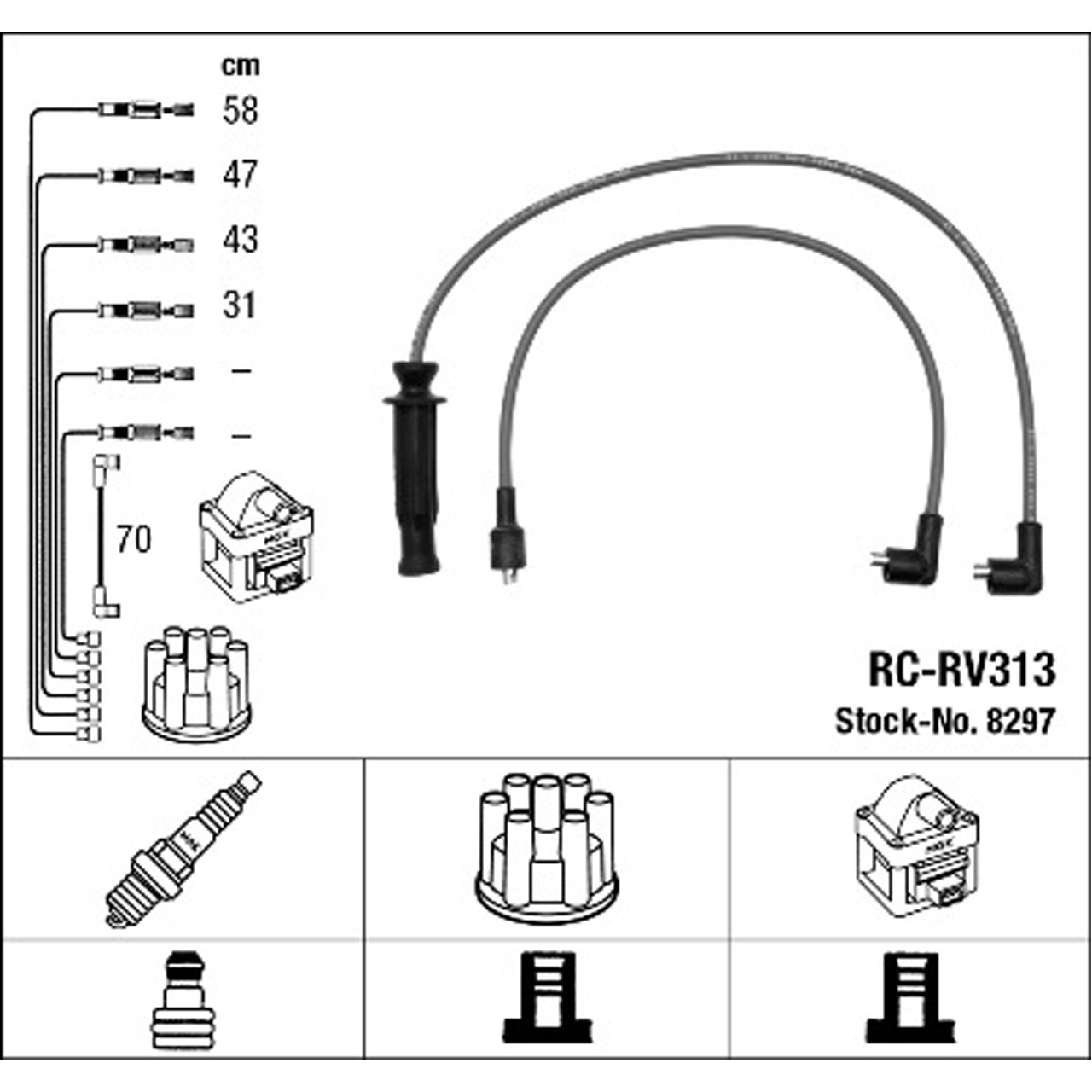 NGK 8297 RC-RV313 Zündkabelsatz Zündleitungssatz