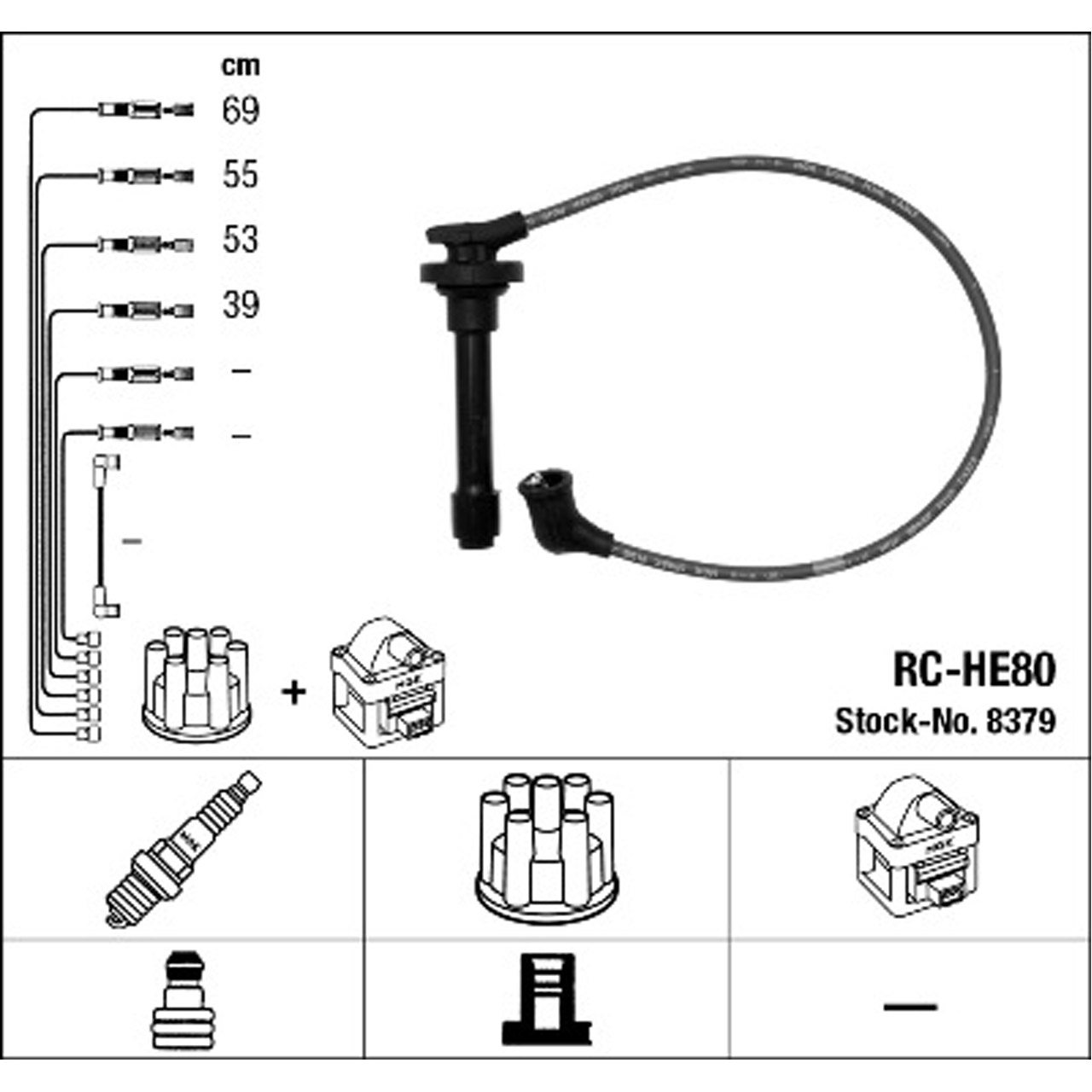 NGK 8379 RC-HE80 Zündkabelsatz Zündleitungssatz