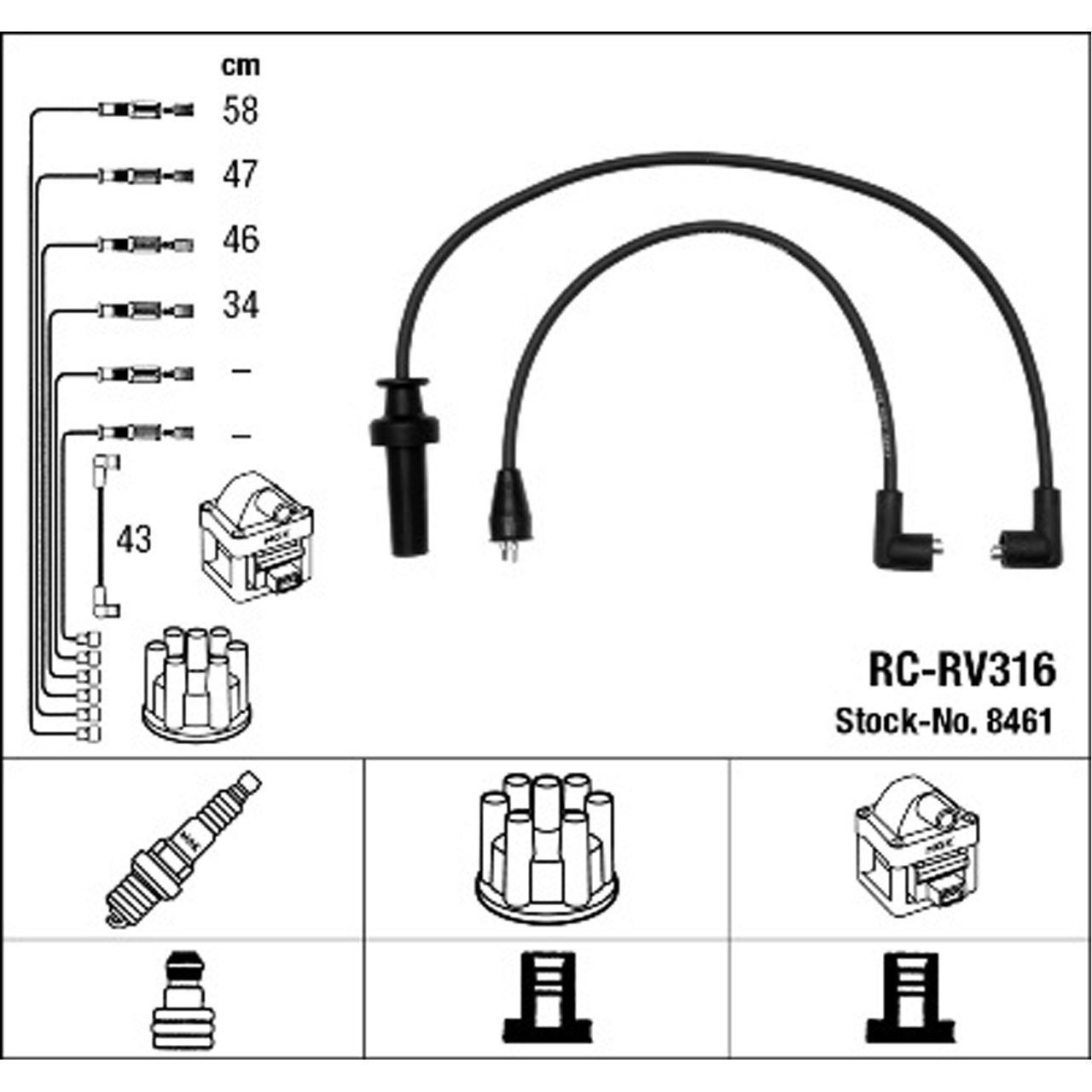 NGK 8461 RC-RV316 Zündkabelsatz Zündleitungssatz