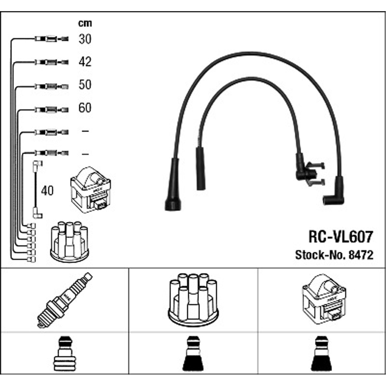 NGK 8472 RC-VL607 Zündkabelsatz Zündleitungssatz