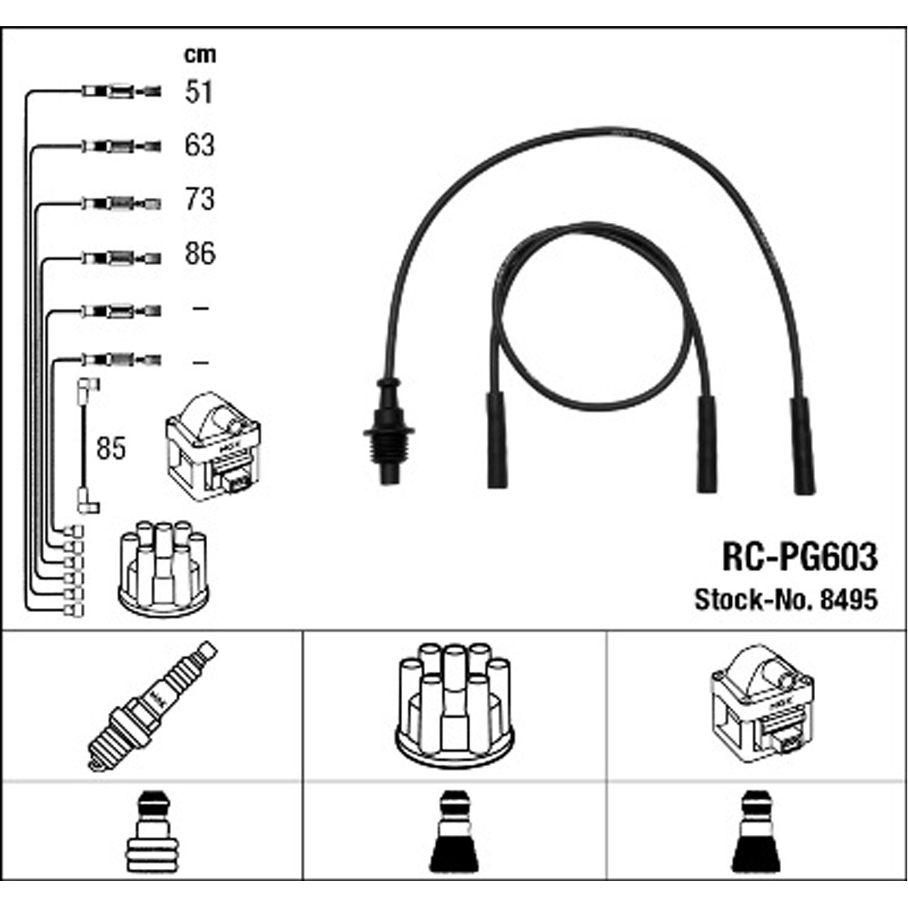 NGK 8495 RC-PG603 Zündkabelsatz Zündleitungssatz