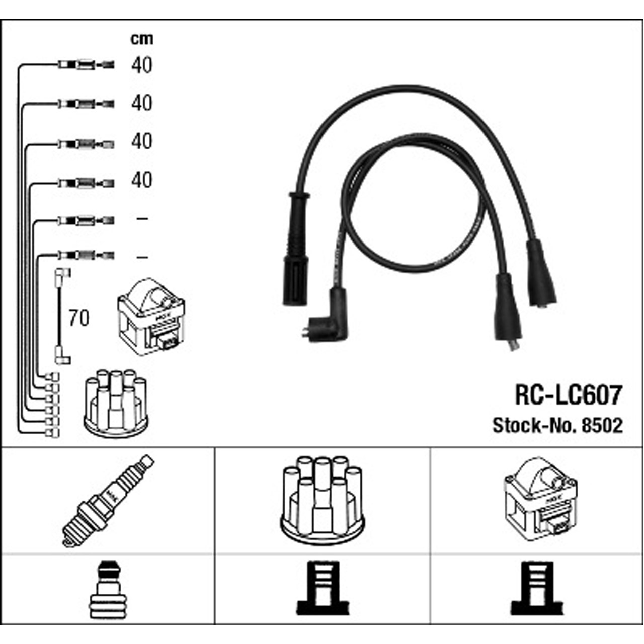 NGK 8502 RC-LC607 Zündkabelsatz Zündleitungssatz