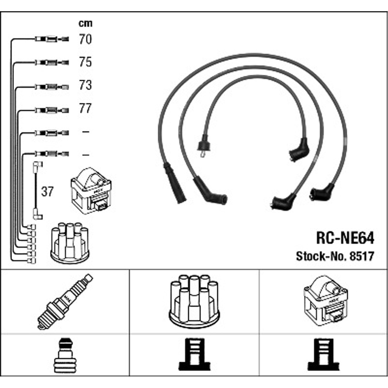 NGK 8517 RC-NE64 Zündkabelsatz Zündleitungssatz