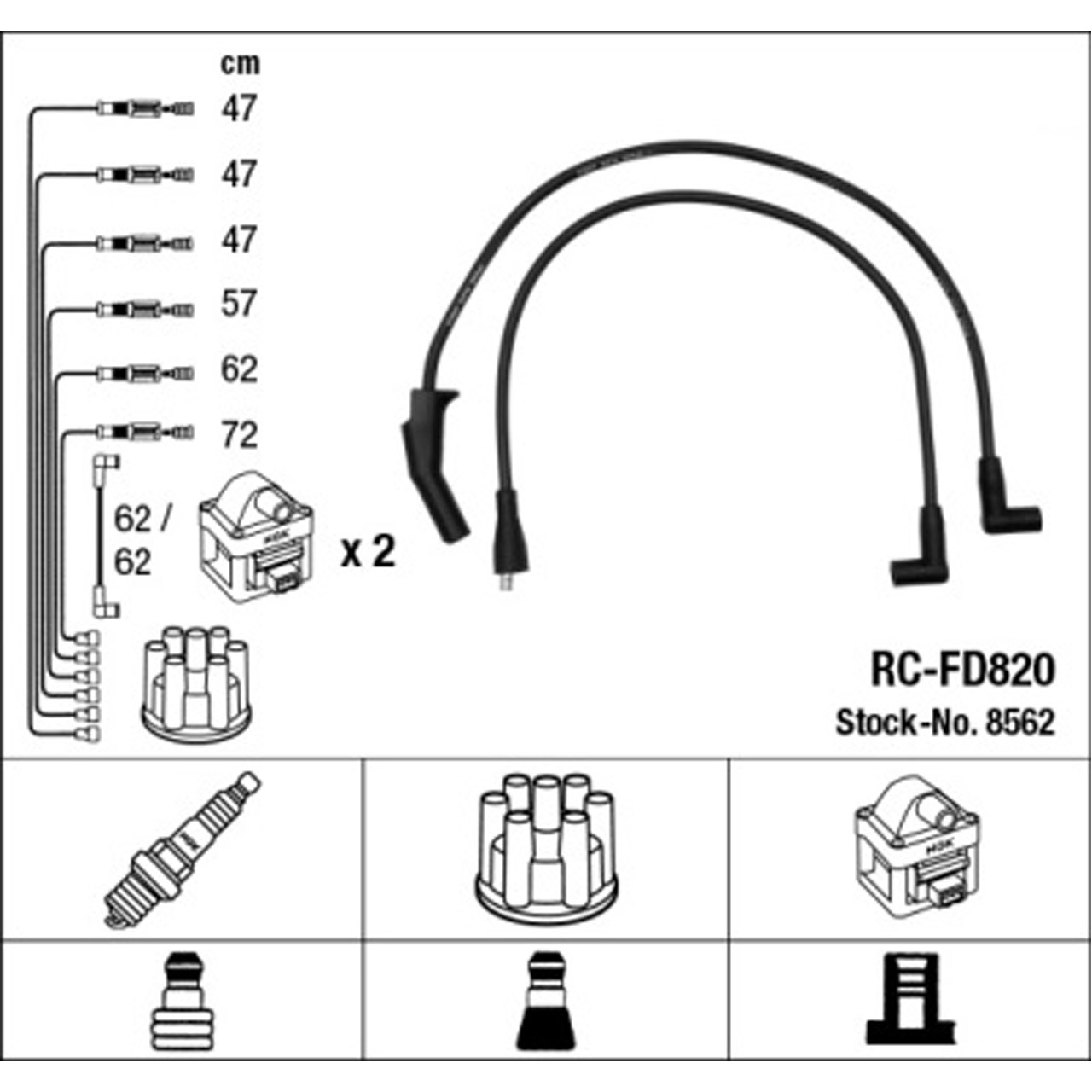 NGK 8562 RC-FD820 Zündkabelsatz Zündleitungssatz
