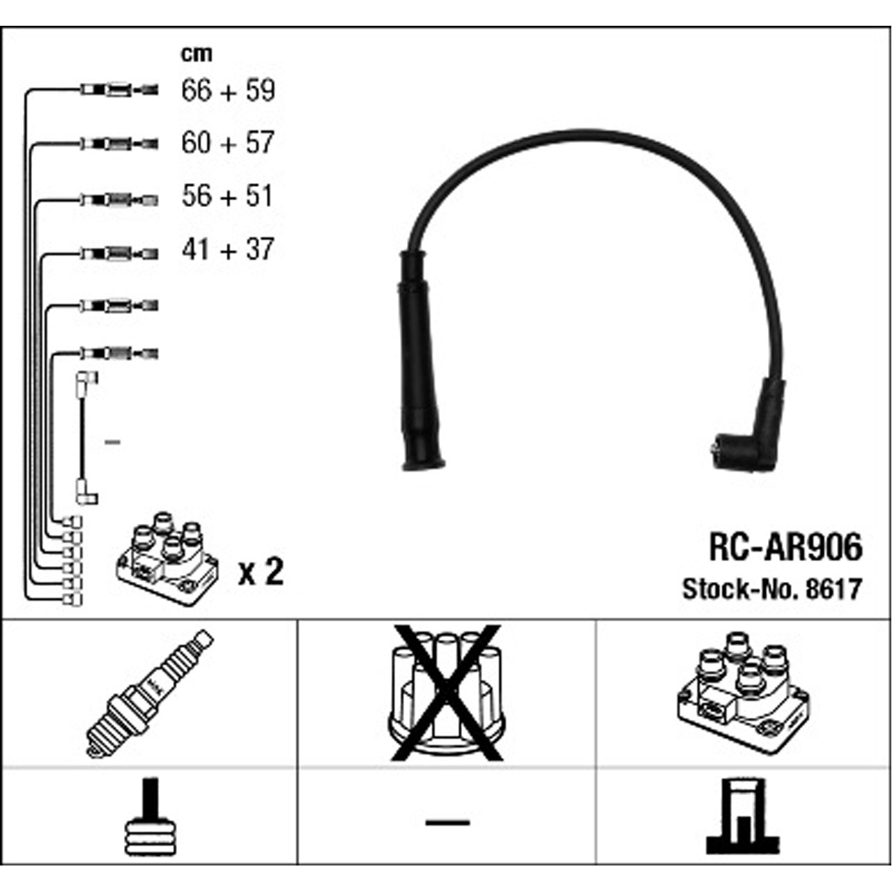 NGK 8617 RC-AR906 Zündkabelsatz Zündleitungssatz