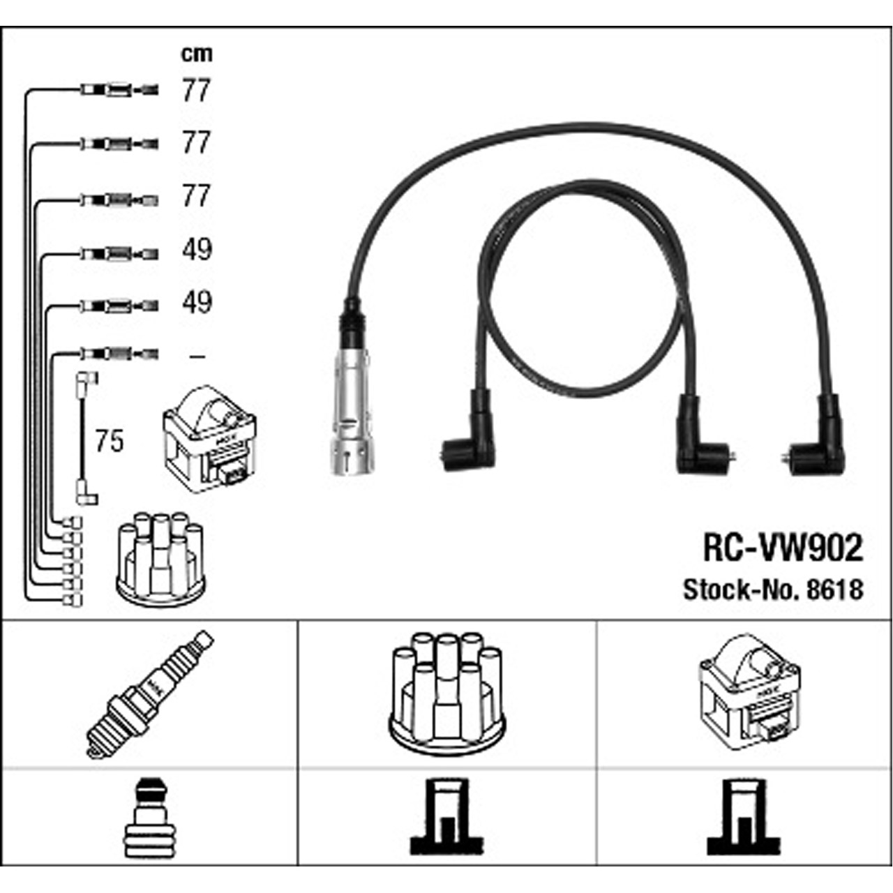 NGK 8618 RC-VW902 Zündkabelsatz Zündleitungssatz